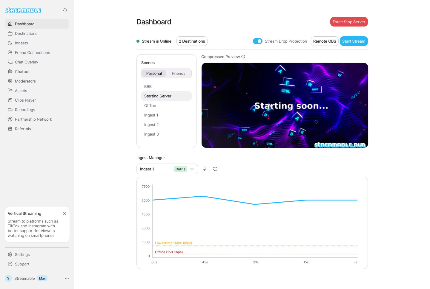 Streamable Dashboard Interface