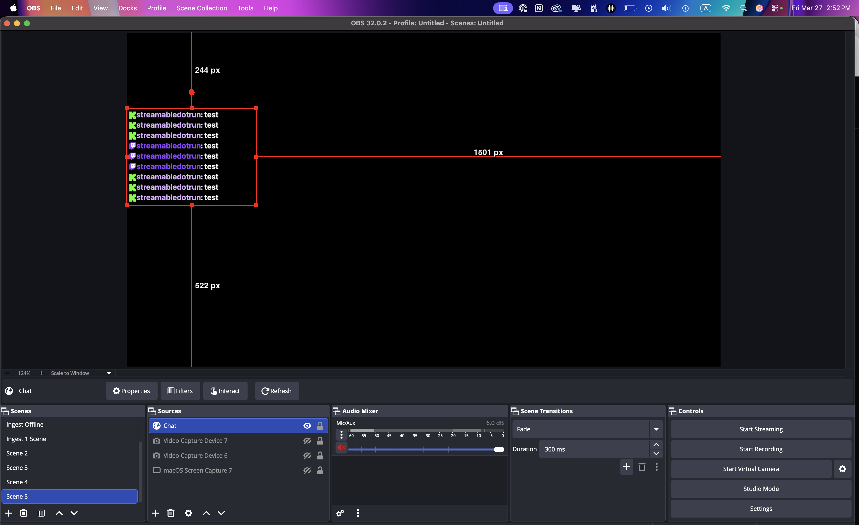 Final stream layout showing the Twitch and Kick chat overlay live on stream.
