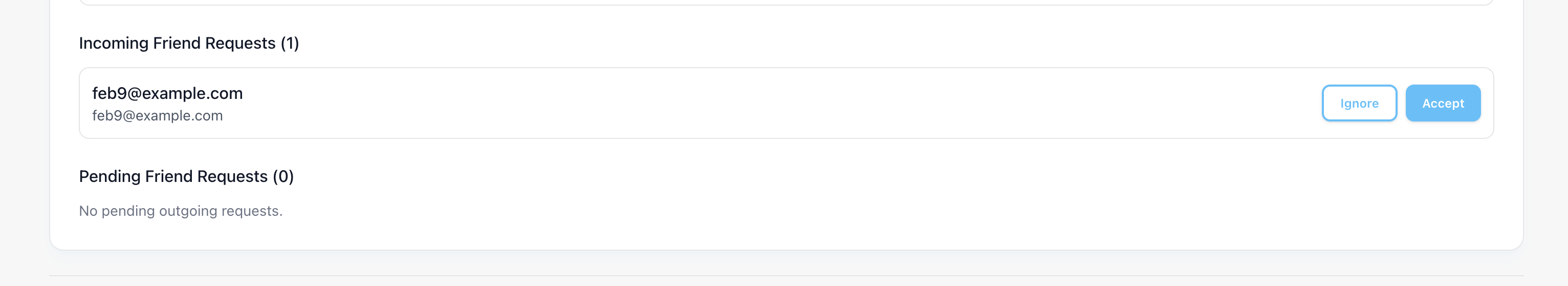 Friend connection request pending and ready to be accepted in Streamable.