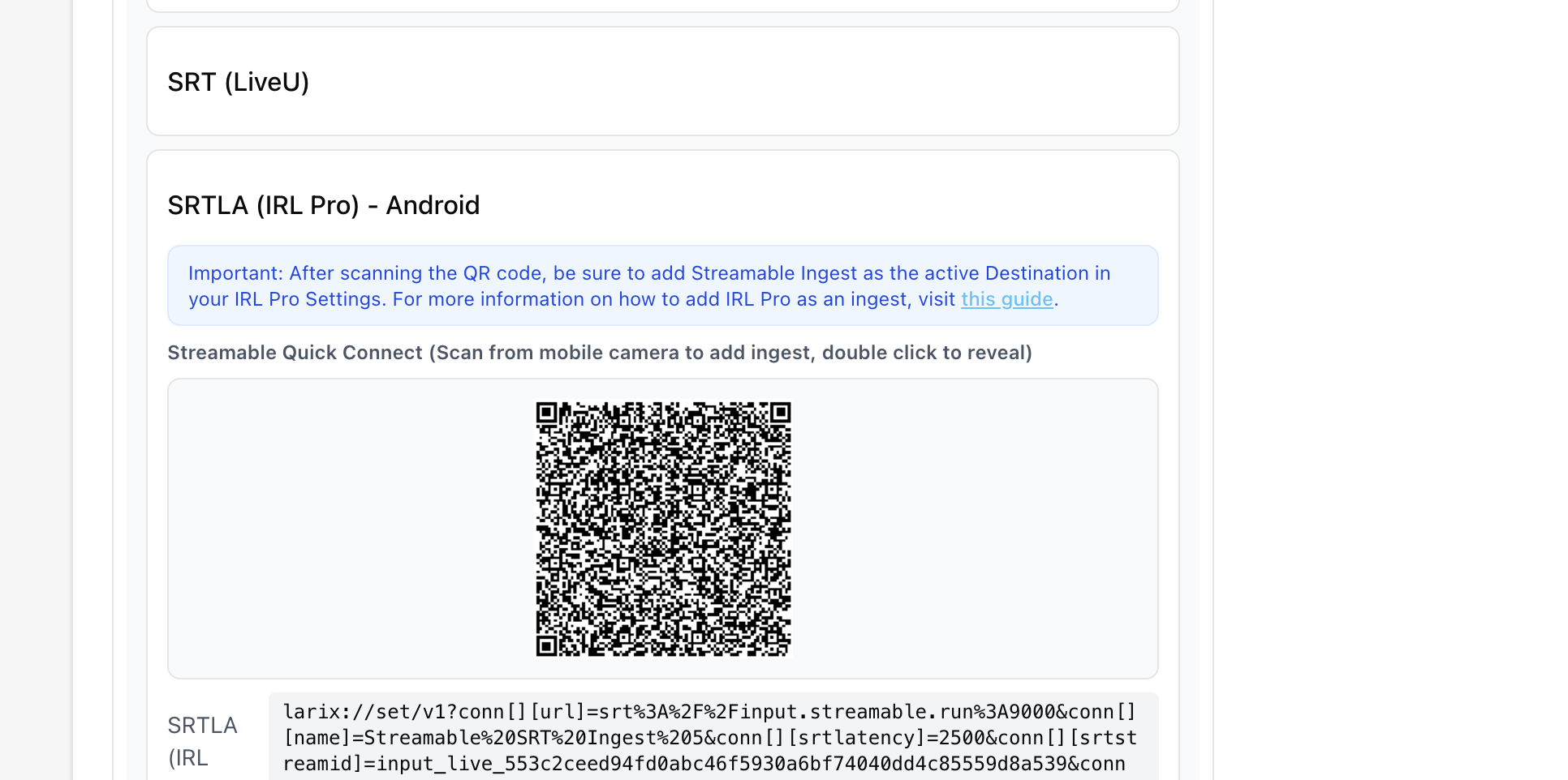 Streamable Quick Connect